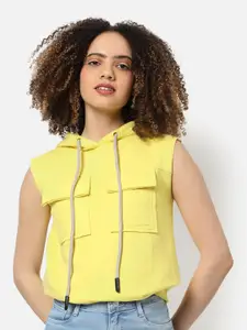 Campus Sutra Women Hooded Pullover Cotton Sweatshirt