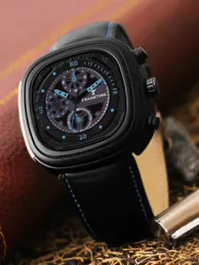 Franktime Men Brass Embellished Dial & Wrap Around Straps Analogue Watch FT-0061 BKU