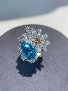 Jewels Galaxy Silver-Plated Crystals Stone-Studded Finger Ring