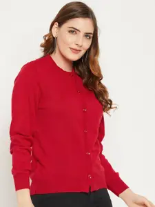 Zigo Women Woollen Round Neck Front-Open Sweater