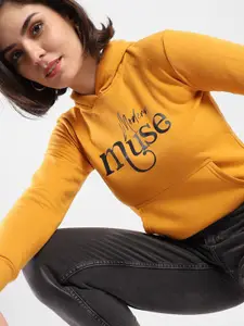 Campus Sutra Women Typography Hooded Sweatshirt