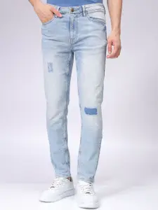 The Indian Garage Co Men Cotton Slim Fit Mildly Distressed Heavy Fade Stretchable Jeans