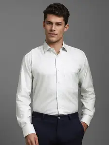 Luxure by Louis Philippe Men Classic Spread Collar Micro Checked Cotton Formal Shirt