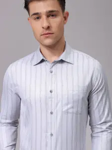 The Indian Garage Co. X Luxe Men Slim Fit Multi Stripes Opaque Striped Formal Shirt