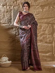 Saree mall Floral Silk Blend Dabu Sarees