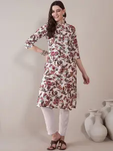 Anouk Women Floral Printed Thread Work Kurta