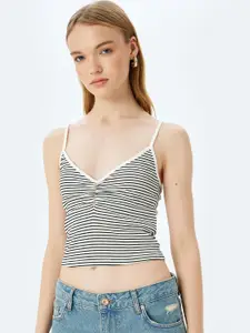 Koton Women Striped Shoulder Straps Crop Top
