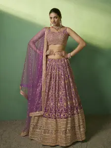 Fusionic Embroidered Sequinned Semi-Stitched Lehenga & Unstitched Blouse With Dupatta