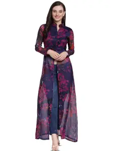 BAESD Women Abstract Print Maxi Longline Top