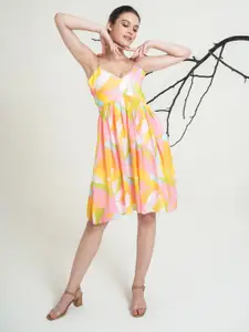 PURVAJA Women Printed Fit & Flare Dress