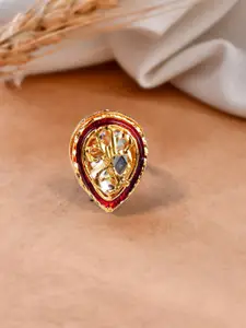 Bamboo Tree Jewels Gold-Plated Kundan Adjustable Finger Ring