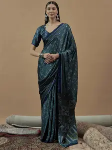 Saree mall Poly Crepe Designer Block Print Sarees