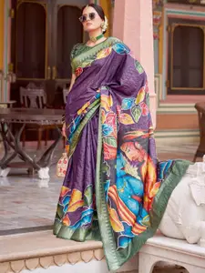 Saree mall Kalamkari Zari Silk Blend Designer Sungudi Sarees