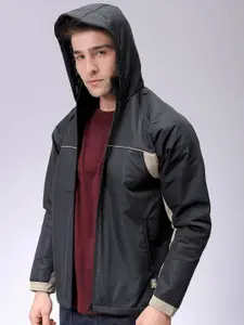 The Indian Garage Co Men Colourblocked Puffer Jacket with Embroidered