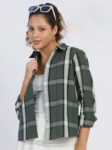 PINACOLADA Women Comfort Spread Collar Checked Cotton Casual Shirt