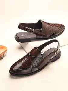 House of Pataudi Men Leather Comfort Sandals