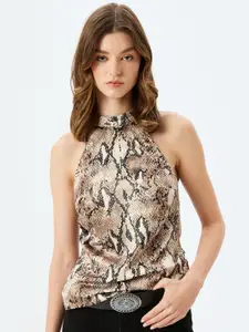 Koton Women Animal Print Halter Neck Top