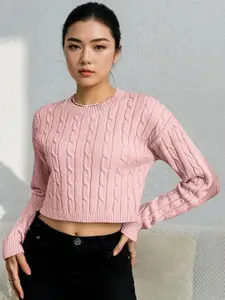 Stylecast X Kotty Women Cable Knit Pullover Crop Sweaters