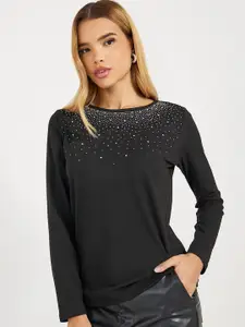 Styli Women Embellished Round Neck Long Sleeves Regular Party Top