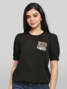 all about you Women Round Neck Top With Pocket Detailing