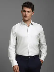 Luxure by Louis Philippe Men Classic Spread Collar Micro Checked Cotton Formal Shirt