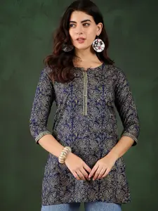 Sangria Women Ethnic Motifs Embroidered Printed Short Kurti