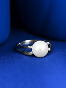 Clara 925 Silver Platinum Plated Adjustable Finger Ring