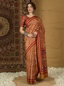 Saree mall Ethnic Motifs Silk Blend Designer Bagru Sarees
