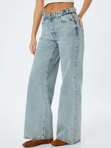 Koton Women Light Fade Mid-Rise Wide Leg Jeans