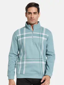 Octave Men Striped Mandarin Collar Pullover Sweatshirt