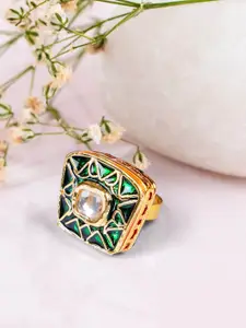 Bamboo Tree Jewels Gold-Plated Kundan Adjustable Finger Ring