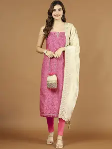 Meena Bazaar Bandhani Printed Muslin Unstitched Dress Material