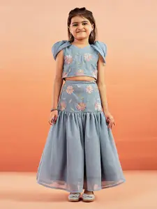 VASTRAMAY Girls Embroidered Sequinned Ready to Wear Lehenga &