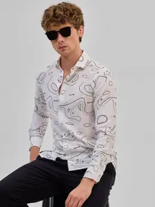 Snitch Men Smart Slim Fit Opaque Printed Casual Shirt
