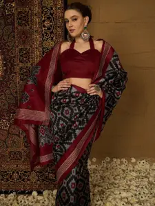 Saree mall Silk Blend Ikat Sarees