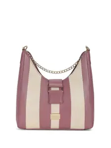RASHKI Striped PU Swagger Satchel with Tasselled