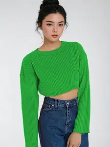 Stylecast X Kotty Women Ribbed Crop Pullover