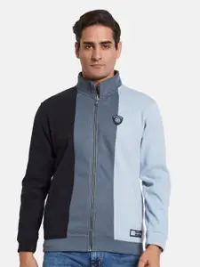 Octave Men Colourblocked Front-Open Sweatshirt