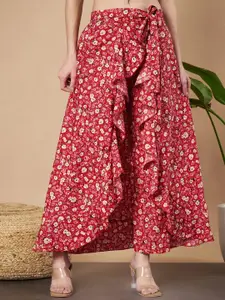 ZWERLON Floral Printed A-Line Maxi Skirt