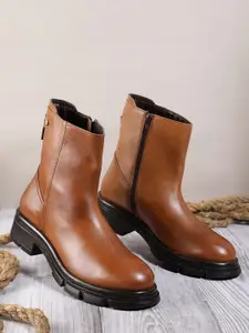 Nautica Women Mid-Top Block Heel Chunky Boots