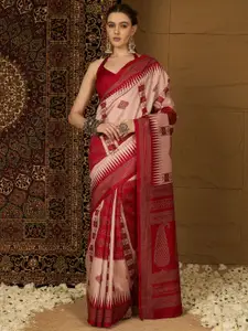 Saree mall Ethnic Motifs Silk Blend Designer Ikat Sarees