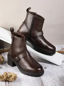 Nautica Women Mid-Top Block Heel Regular Boots