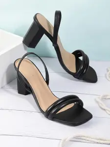 Nautica Striped Block Heel Sandals