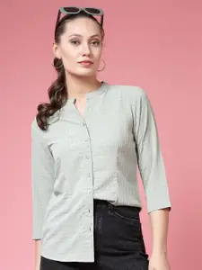 BEING NAUGHTY Women Comfort Mandarin Collar Textured Casual Shirt