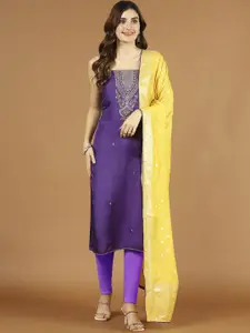 Meena Bazaar Sequin Embroidered Art Silk Unstitched Dress Material