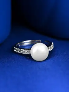 Clara 925 Silver Platinum Plated Adjustable Finger Ring