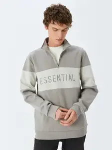 Koton Men Printed Mock Collar Sweatshirt