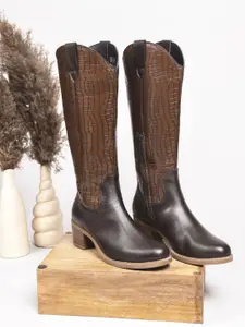 CLOG LONDON Women Casual Block-Heeled Textured Winter Boots