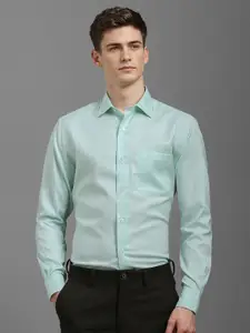 Louis Philippe Men Classic Spread Collar Textured Cotton Formal Shirt