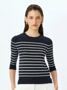 Koton Women Striped Round Neck Pullover Sweater